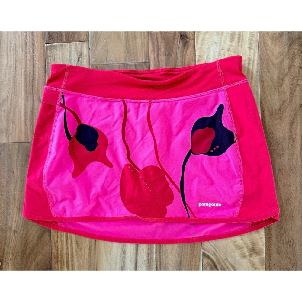 Patagonia Girls XL 14 Pink Floral Athletic Skirt Pull-On Stretch Tennis Golf